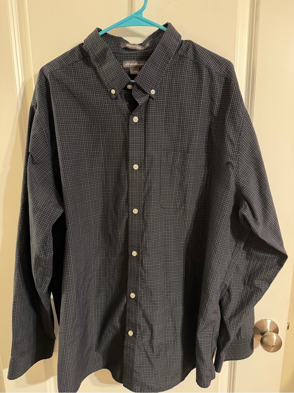Eddie Bauer Navy Micro-Check Button-Down Shirt